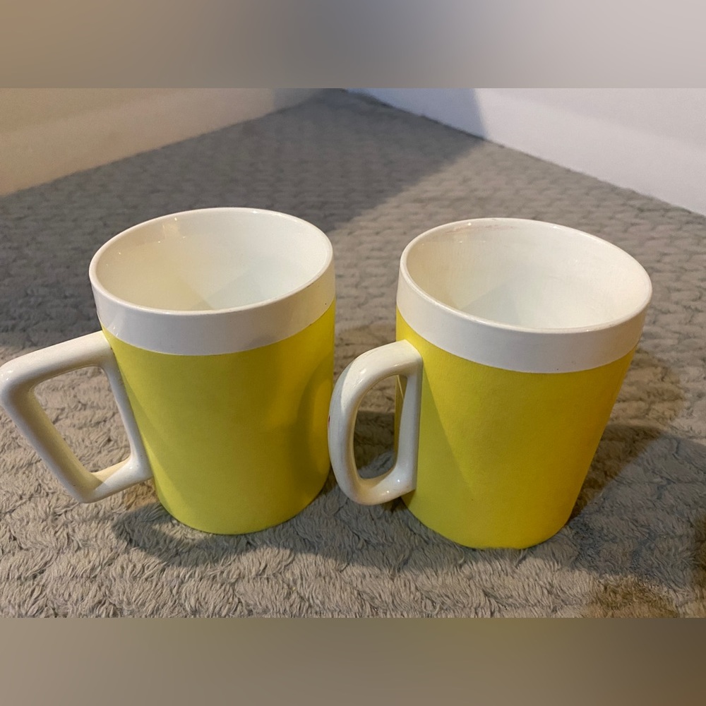 Pair Of Mid Century by WestBend Yellow Melmac Cups